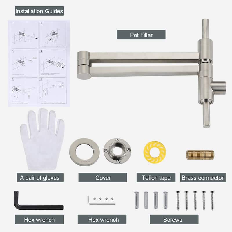 WOWOW Wall Mount Pot Filler Kitchen Faucet