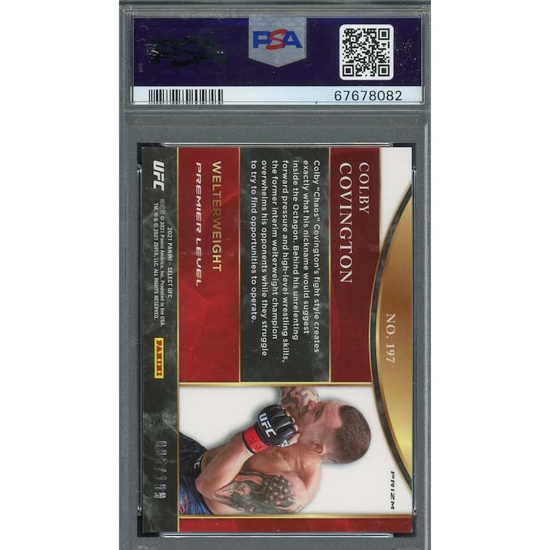 Colby Covington 2021 Panini Red Disco Prizm UFC Signed Card #197 Auto PSA - 8'6" x 11'6"