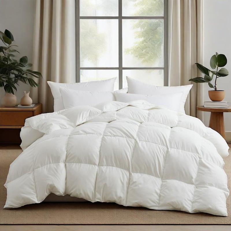 Heavyweight Extra Warmth White Goose Feather Down Fiber Duvet Comforter Insert - King - White
