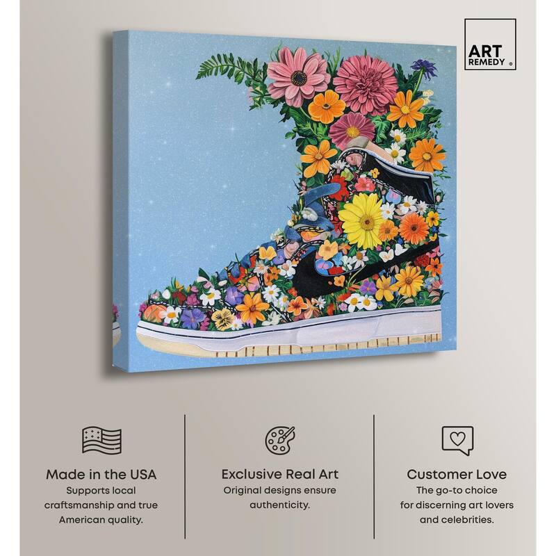 Blooming Floral Sneaker Canvas by Art Remedy, Gallery Wrapped