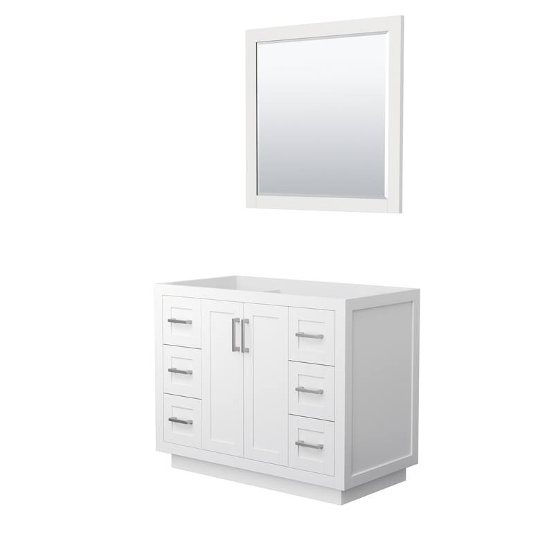 Wyndham Collection Miranda 42" Single Free Standing Vanity Cabinet - - White / Brushed Nickel Hardware