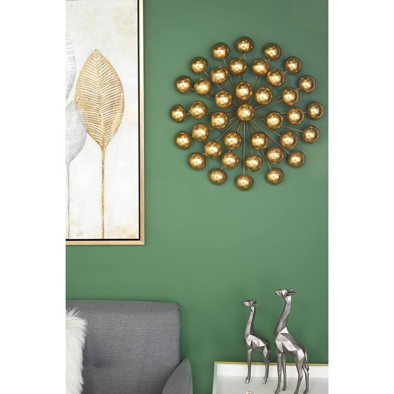 Metal Starburst Home Wall Decor with Orb Detailing - Gold - Roche River Decor