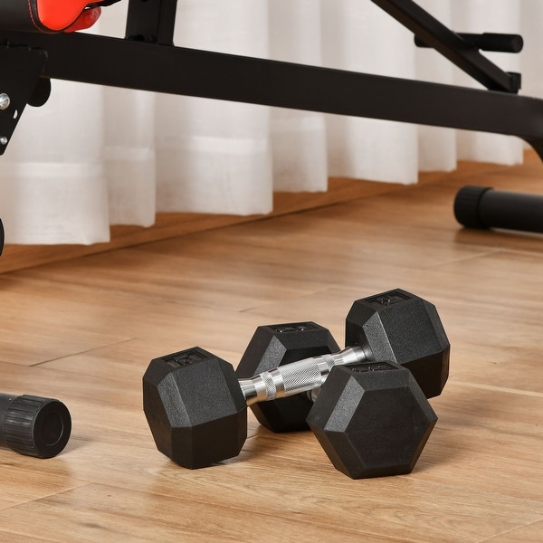 Soozier Hex Rubber Free Weight Dumbbells 12 Lbs. Set of 2 Lift