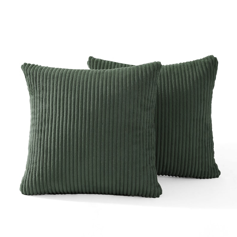 Set of 2 Modern Square Corduroy Accent Throw Pillow - 16.8"×16.8" - Hunter Green