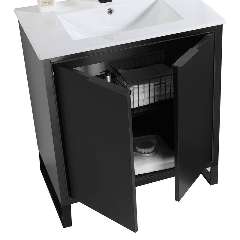 Fine Fixtures Opulence Collection Bathroom Vanity with White Ceramic Sink