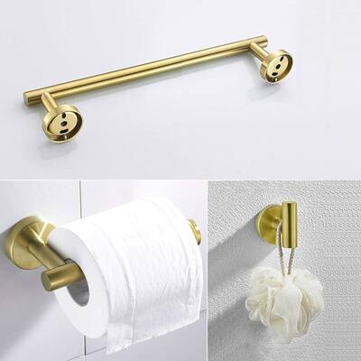 3-Piece Bath Hardware Set with Towel Hook and Toilet Paper Holder and 12 in. Towel Bar in Stainless Steel