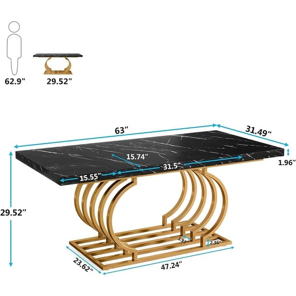 63 inch Faux Marble Modern Dining Table for 6-8 People - Bed Bath ...