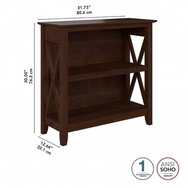 dimension image slide 3 of 9, Key West Small 2 Shelf Bookcase by Bush Furniture