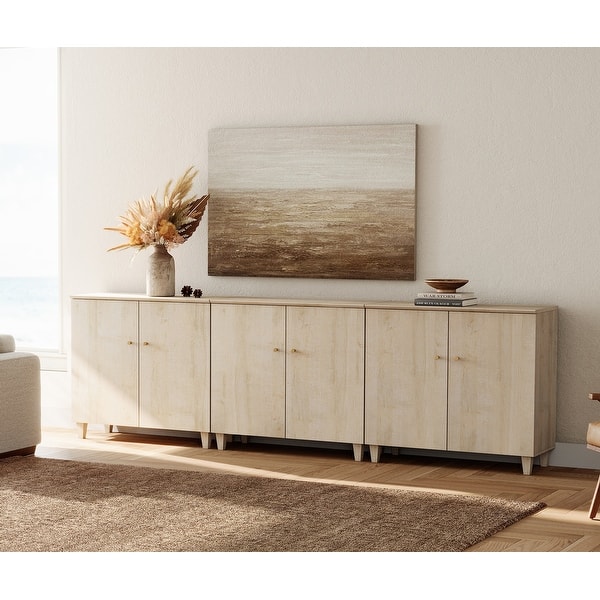 WAMPAT Modern TV Stand, Tall Entertainment Center with Doors