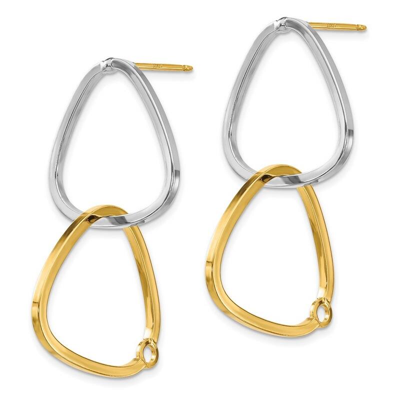 Curata 1.4mm 14k Two-tone Fancy Versatile Triangle Post Earrings