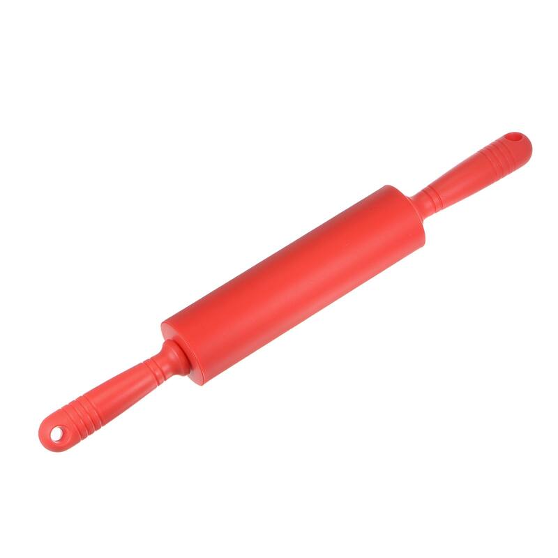Silicone Rolling Pins for Baking 42.8cm x 5.4cm Roller with Hanging Hole Red