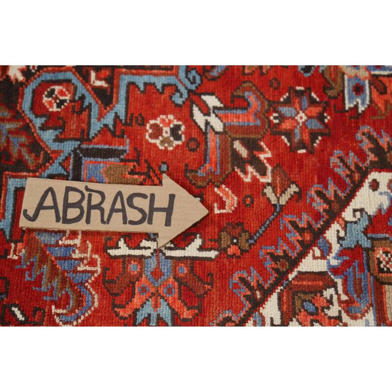 Hand Knotted Oriental 100% Wool Carpet Traditional Medallion Red Heriz Area Rug - 8' 8'' X 6' 9''