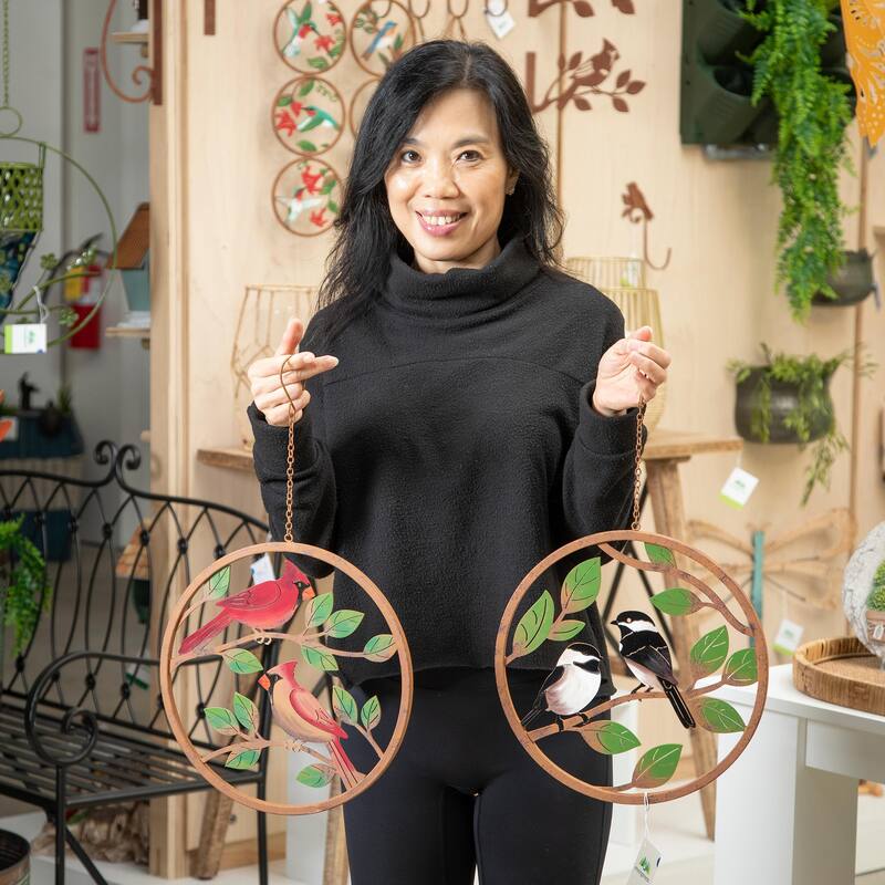 12" Diameter Rustic Friends Hand Painted Hanging Decor, Set of 2