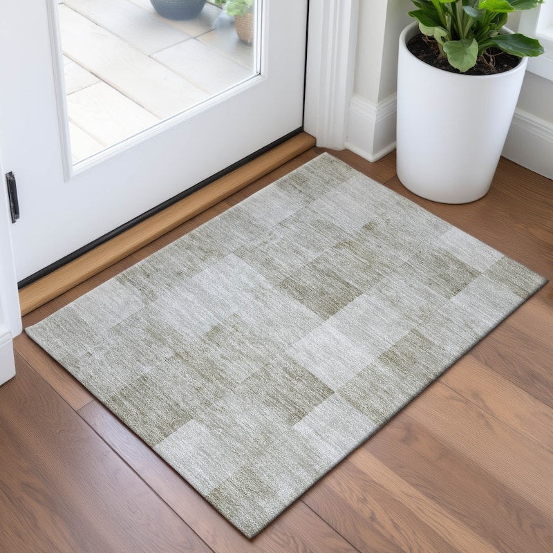 Premium Washable Super Soft Contemporary Squares Mayfield Rug - Beige - 1'8" x 2'6"