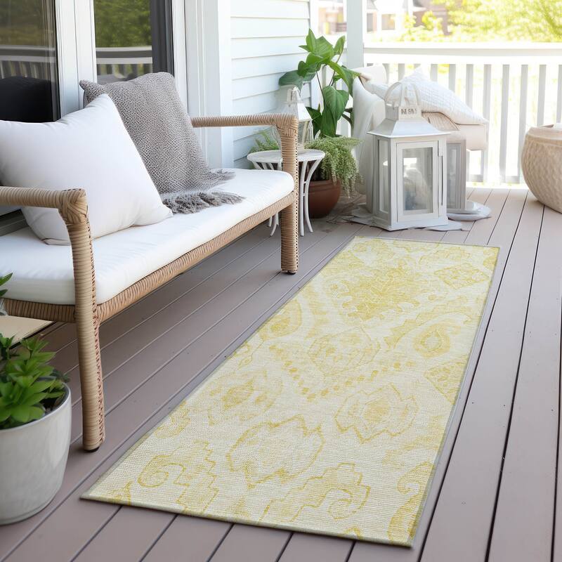 Machine Washable Indoor/ Outdoor Chantille Global Boho Rug - Gold - 2'3" x 7'6"