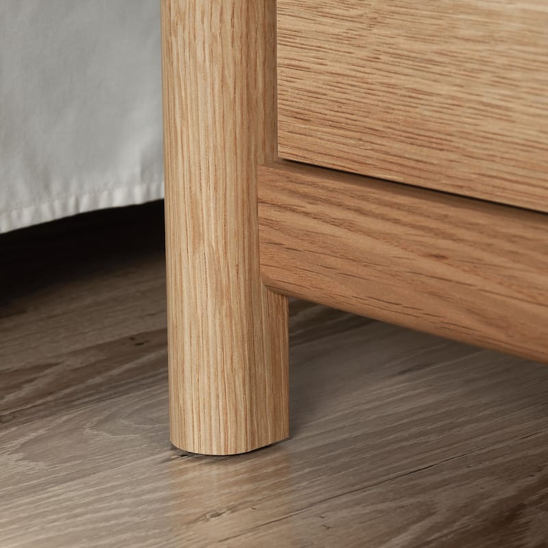 Engineered Wood Vintage Night stand with Open Shelf and Smooth Drawer, Brown