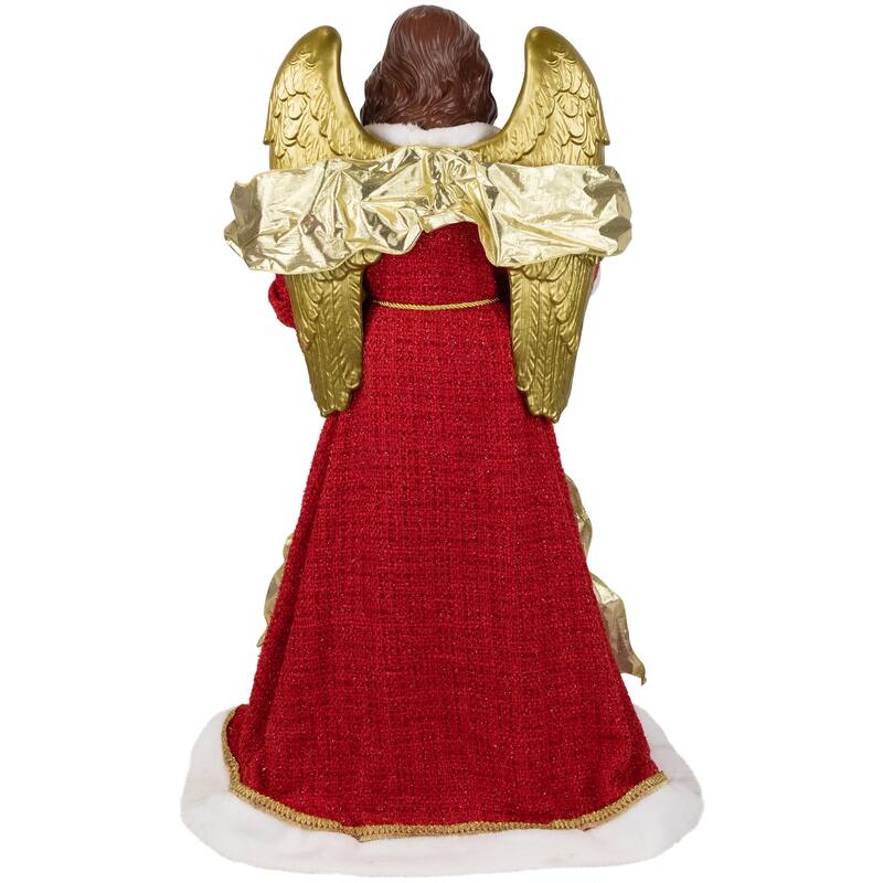 Commercial Size Angel Christmas Tree Topper with Wreath - 3' - Red and Green - Unlit