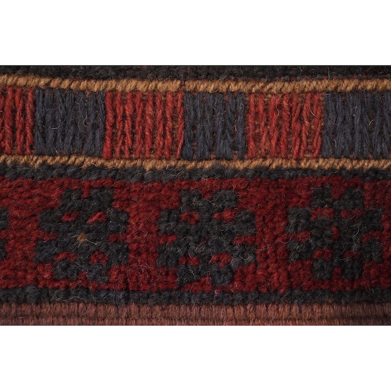 Hand Knotted Oriental 100% Wool Carpet Traditional Tribal Red Balouch Runner Rug - 7' 9'' X 2' 0''