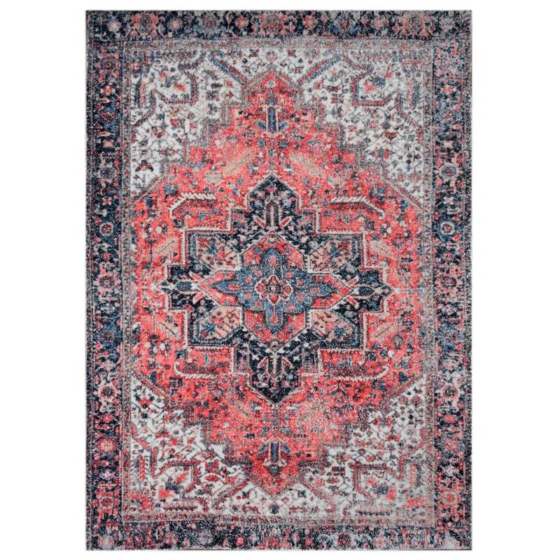 Hand Woven Victoria Micro Printed Polyester Traditional Oriental Area Rug