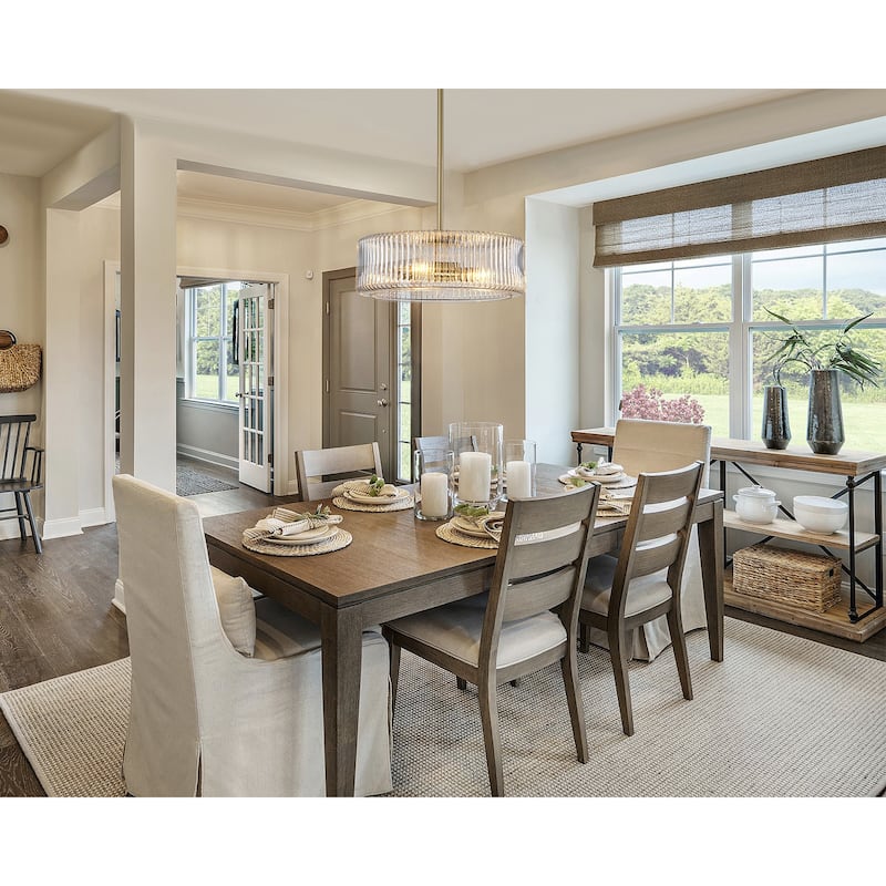 Modern Industrial 3-Light Clear Ribbed Glass Drum Pendant Light for Dining and Living Room