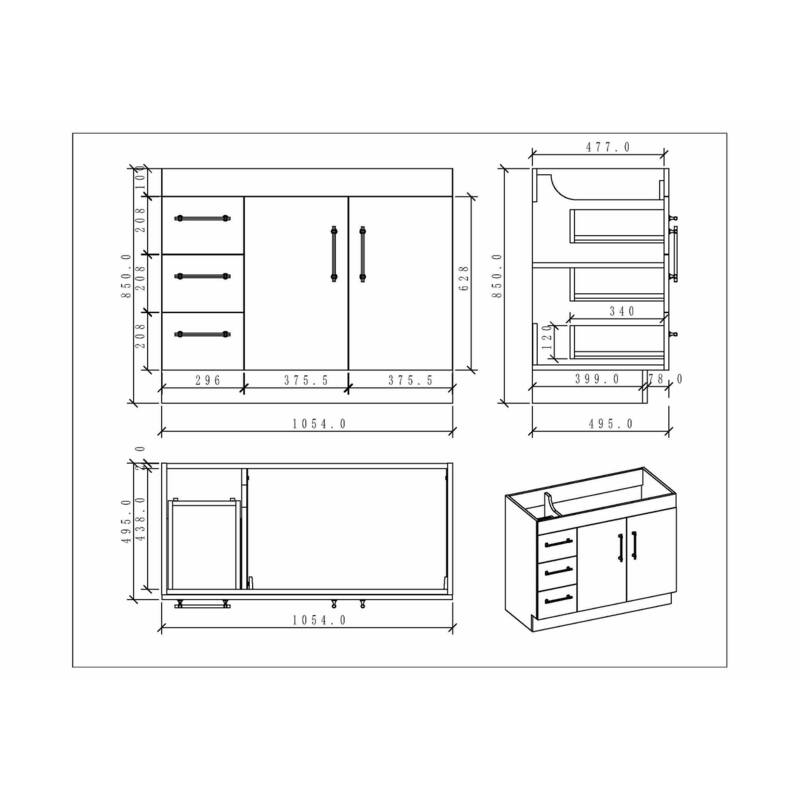 Eliza 42'' Freestanding Vanity (Left Drawers) with Single Sink