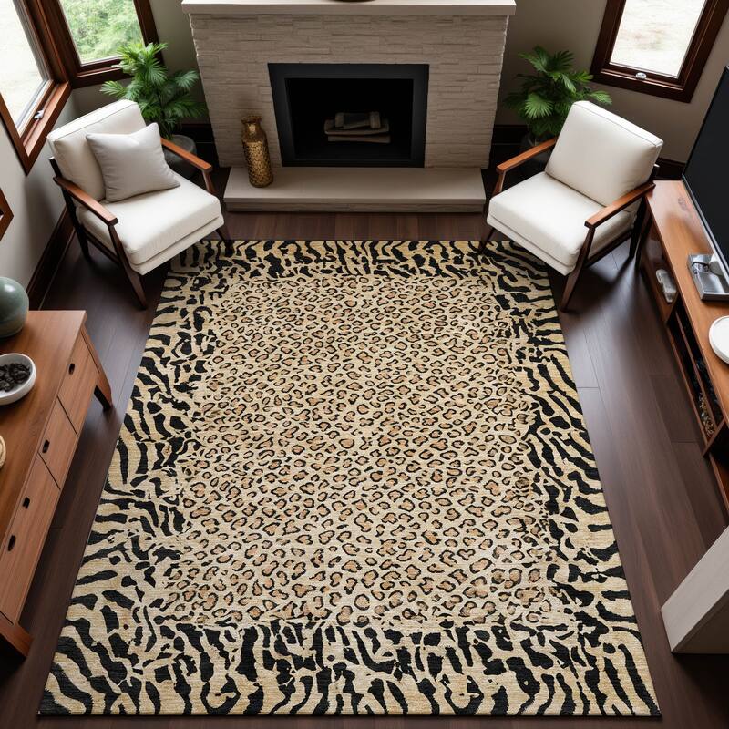 Premium Washable Super Soft Animal Print Border Mayfield Rug
