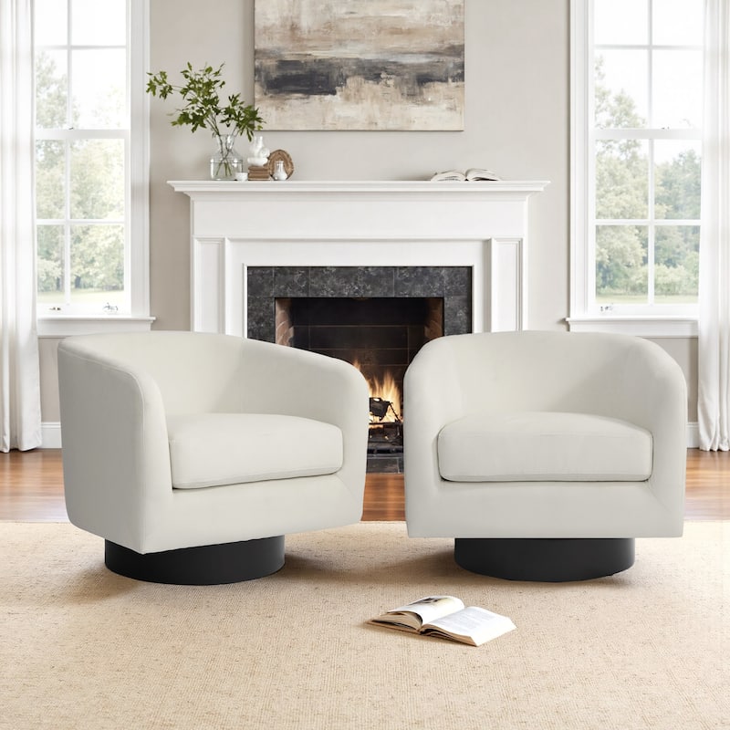 2 Set 360-Degree Swivel Round Barrel Chair Velvet Accent Chairs