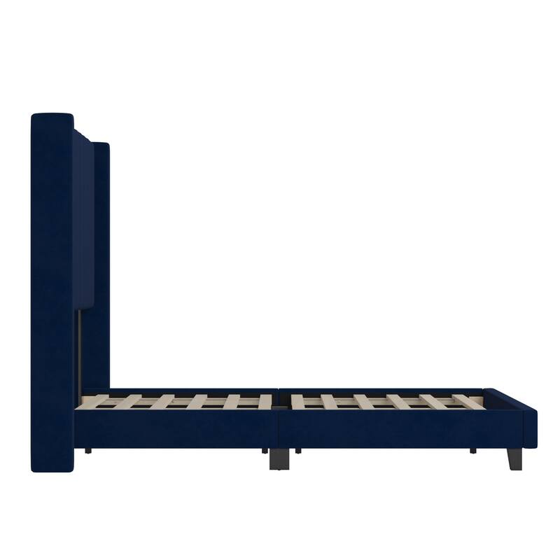 Upholstered Platform Bed with Wingback Headboard
