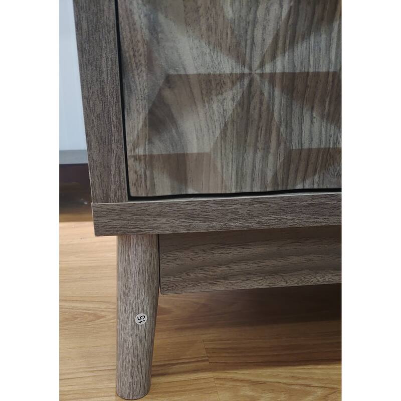 Sideboard Cabinet With 4 Relief Doors, Storage Cabinet with Adjustabel Shelves, Accent Cabinet wtih Wooden Legs