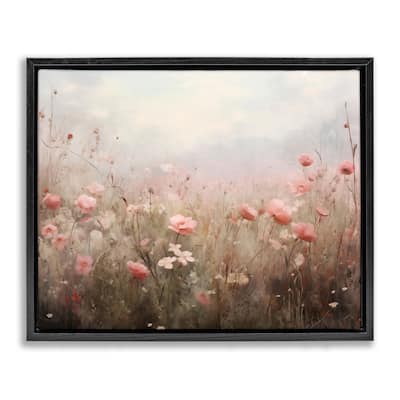 Stupell Pastel Pink Meadow Flowers Framed Floater Canvas Wall Art Design By Arlington Prints