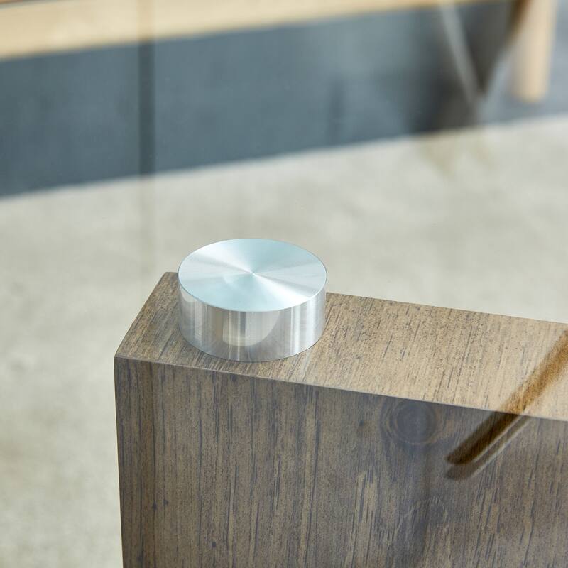 Rectangular Modern And Fashionable Coffee Table With Tempered Glass Tabletop And Wooden Color Mdf Leg