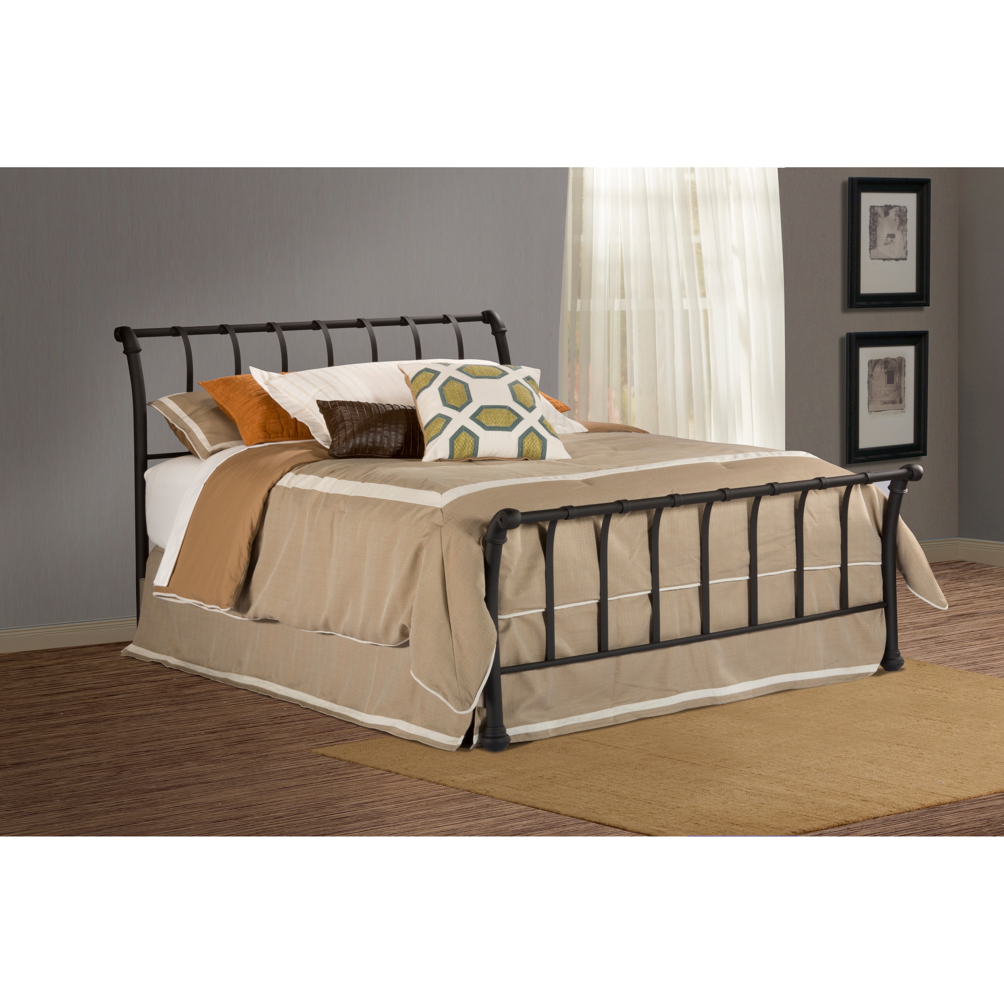 Wrought iron outlet sleigh bed king