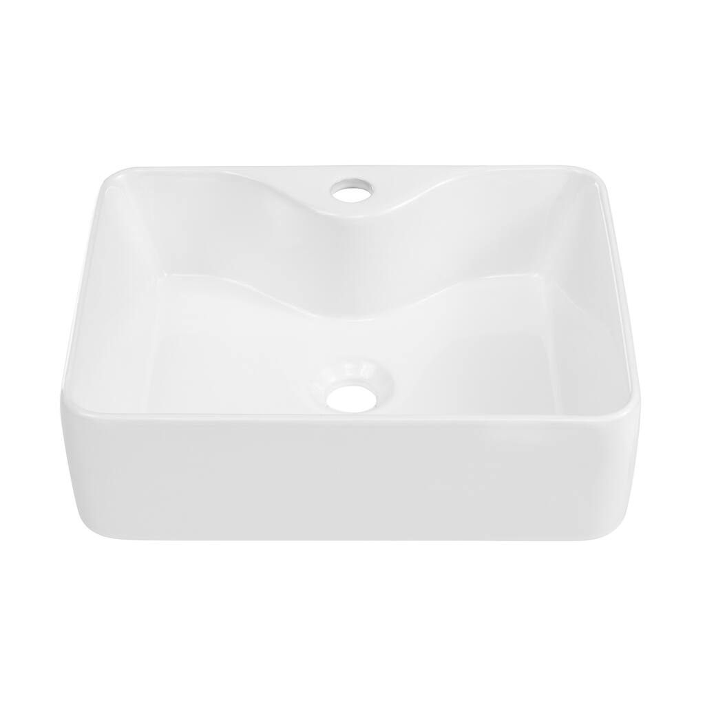 Les Bains 19" Vessel Sink In Glossy White - 18.7" x 14.75" 5.3"