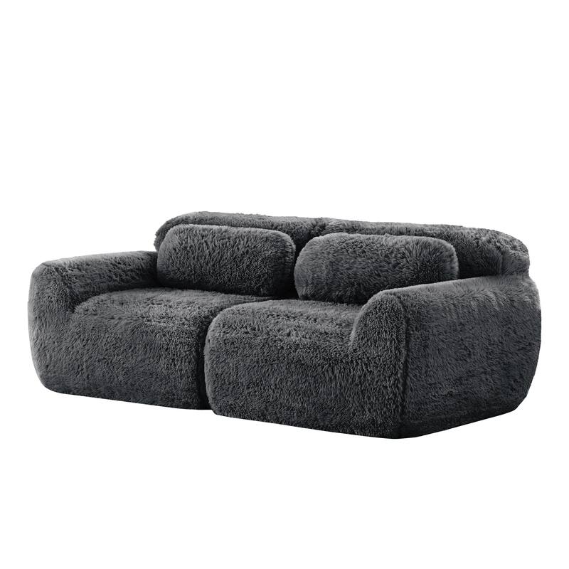 Roomfitters 2-Seater Modular Plush Sectional Sofa, No Assembly High-Density Sponge Couch with Pillows