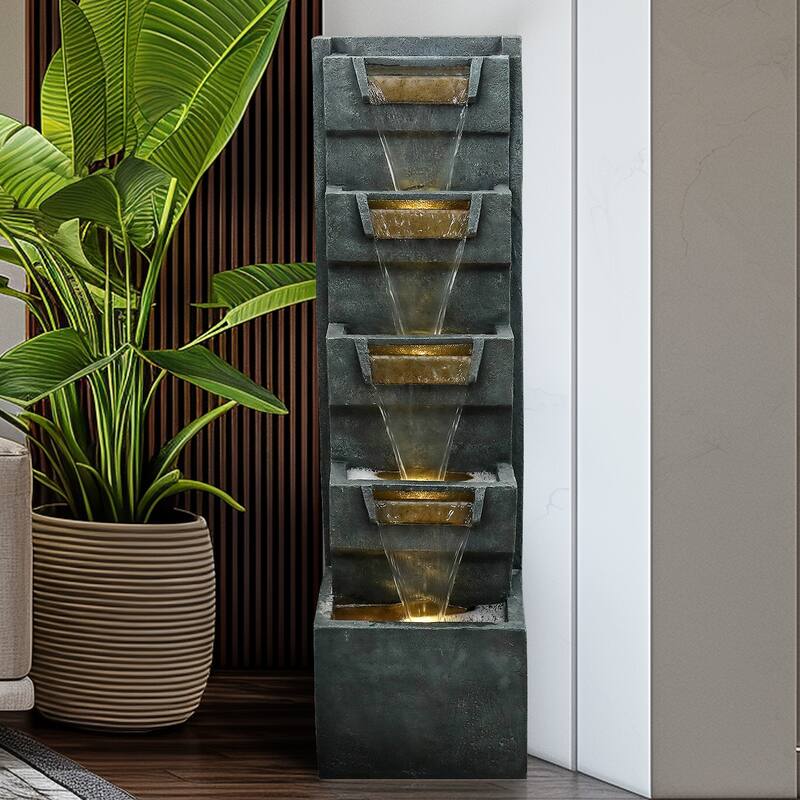 39.3in H Modern Outdoor Water Fountain Indoor Cascading Fountains