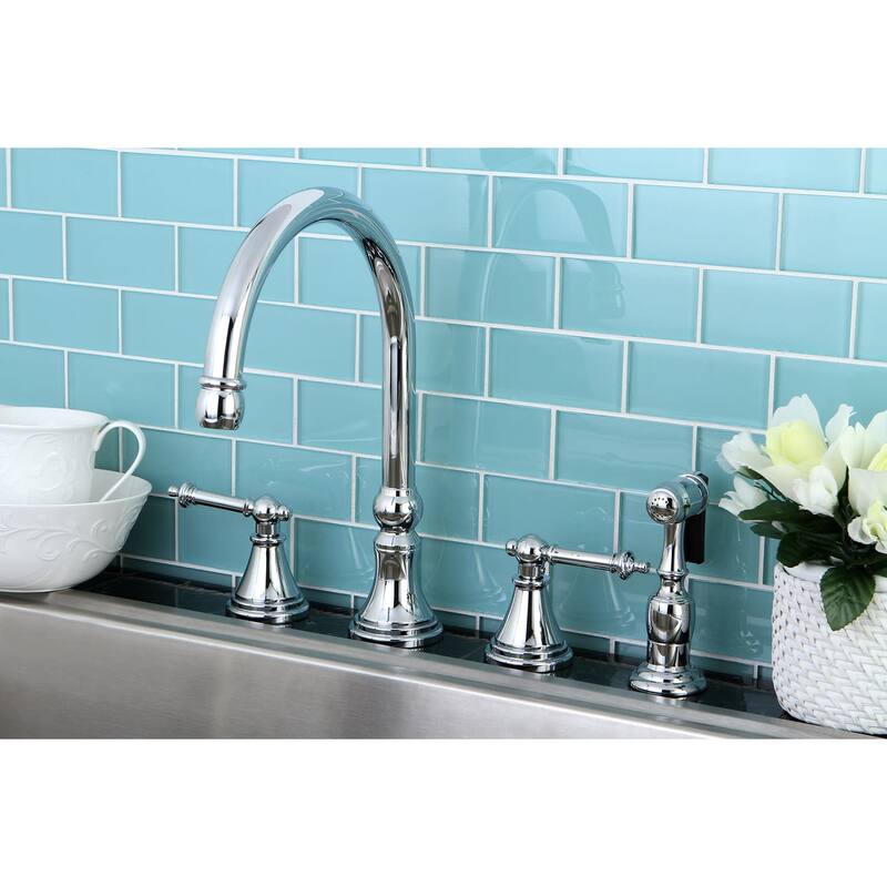 Kingston Brass Templeton Widespread Kitchen Faucet with Metal Lever