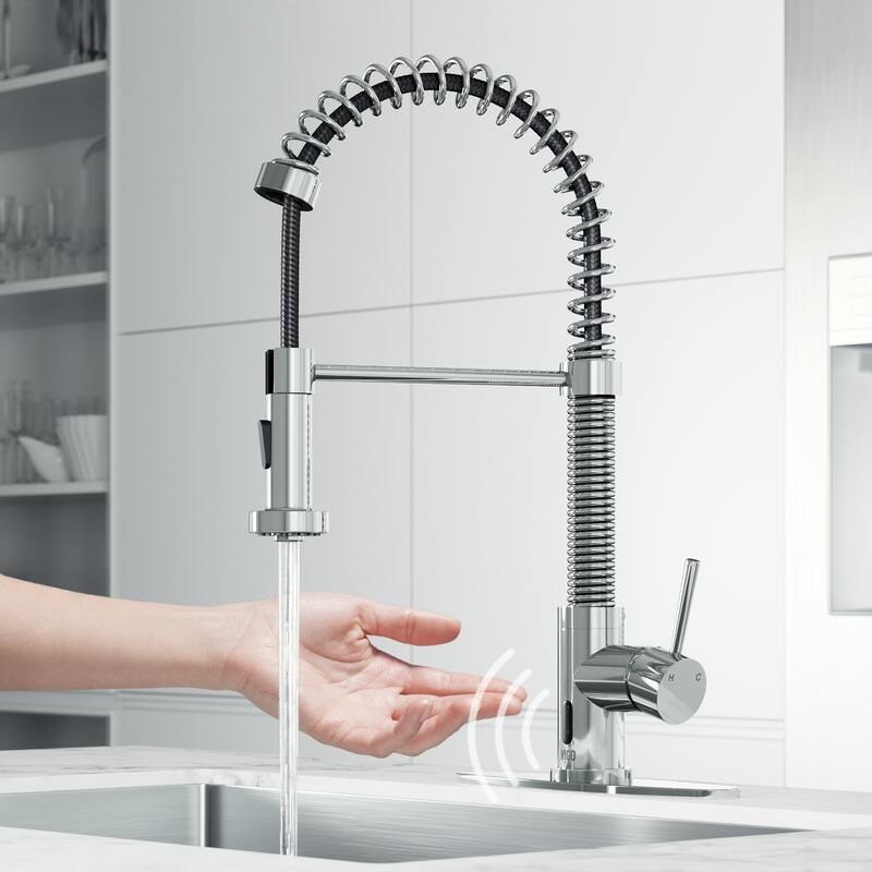 VIGO Edison 19" H Single Handle Pull-Down Sprayer Kitchen Faucet Set with Touchless Sensor