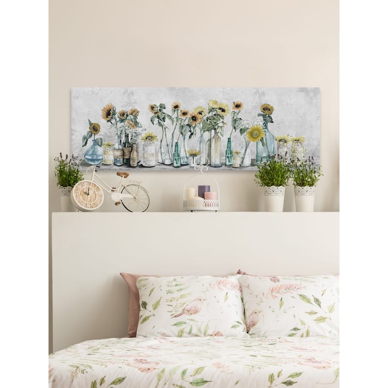 'Sunflower Sets' Painting Print on Wrapped Canvas