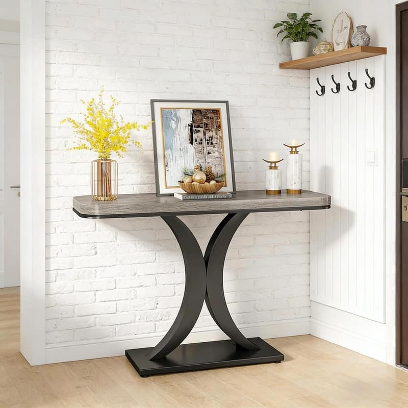 Compact Modern Industrial Console Table - Sturdy Entryway & Sofa Table