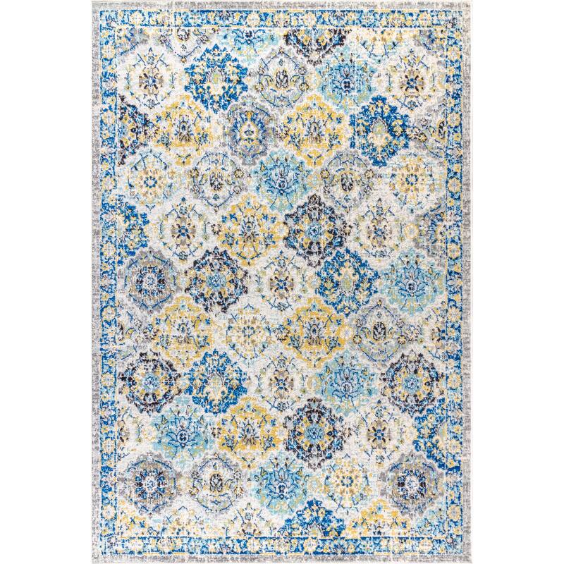 JONATHAN Y Minori Persian Boho Vintage Trellis Area Rug - 8 X 10 - Blue/Multi