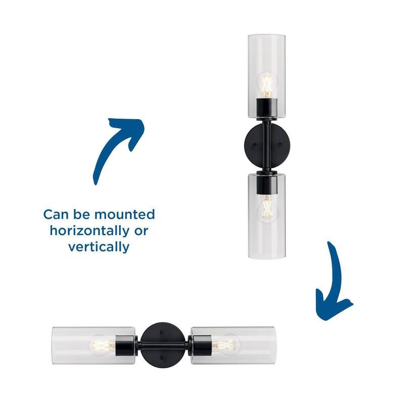 Cofield Collection Two-Light Matte Black Transitional Wall Bracket - 22.5 in x 5.62 in x 4.87 in