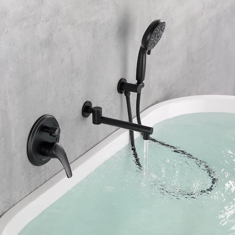 Wall Mounted Tub Filer With Hand Shower Single Handle Tub Faucet With sprayer Modern Bathtub Faucet Set With Tub Spout And Valve