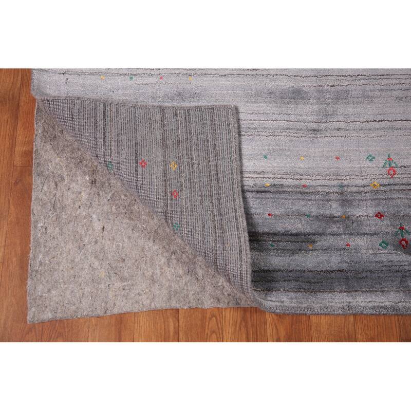 Gray Gabbeh Oriental Area Rug Handmade Wool Carpet - 8'2" x 9'8"