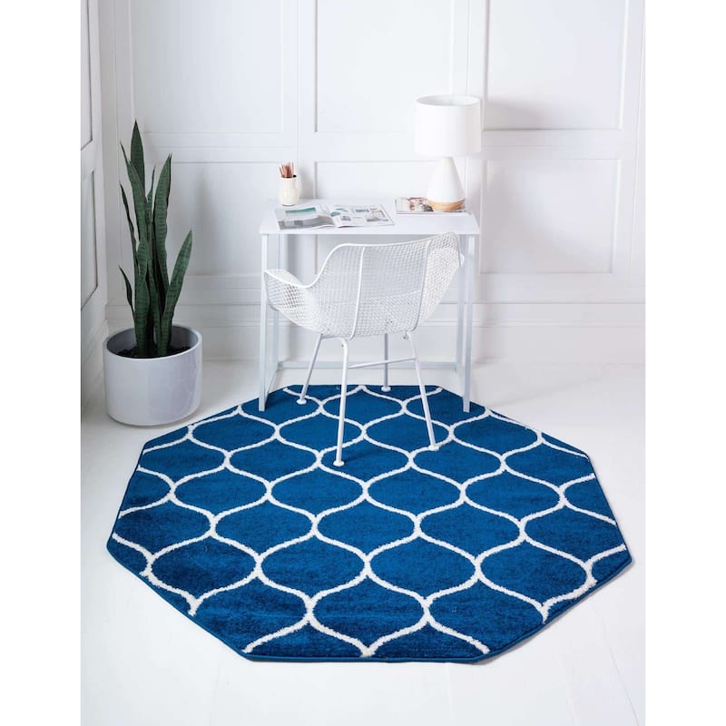 Contemporary Rosilan Collection Area Rug - 7'10"x7'10" Octagon - Navy Blue