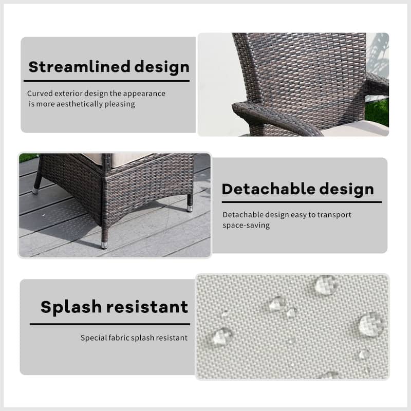 7-piece Modern Outdoor Aluminum Wicker Dining Set with 6 Chairs