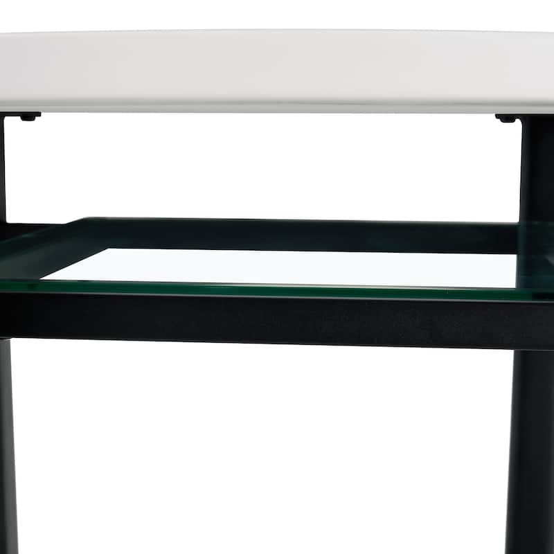 5-Piece Round Dining Table Set, 42" Kitchen Table and Chairs Set for 4 with Lower Storage Shelf