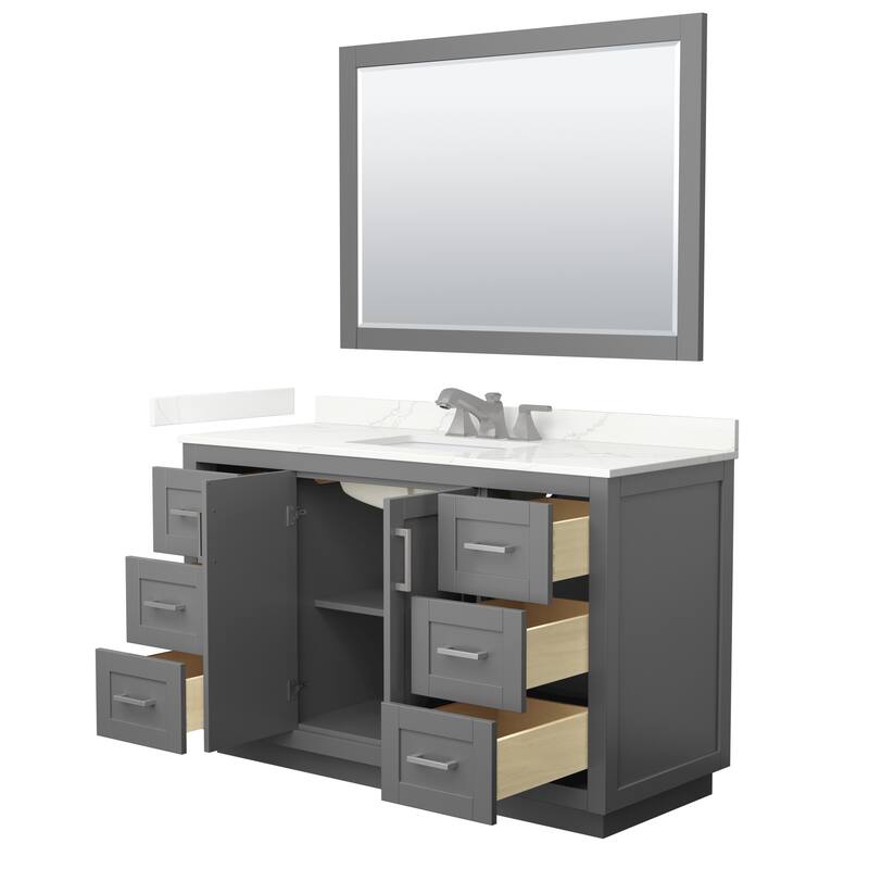 Miranda 54-inch Single Vanity, Quartz Top, 46-inch Mirror