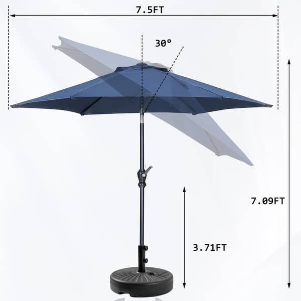 dimension image slide 13 of 16, Autlaycil 7.5FT Solar Patio Umbrella with Base and Tilt,Crank