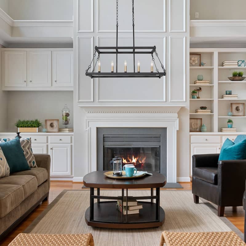 Modern Farmhouse 5-light Kitchen Island Chandelier Pendant Lights for Dining Room Entryway Living Room - L30"xW12"xH23.6"