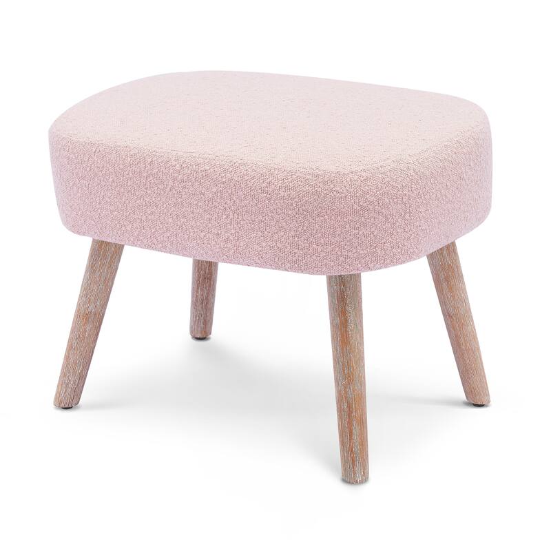 Boucle Polyester Upholstered Ottoman - Stain Resistant